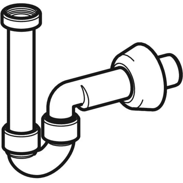 Sifone cromato curvo Geberit per lavabo e bidet, scarico orizzontale orientabile  Ø 40 x 11/4