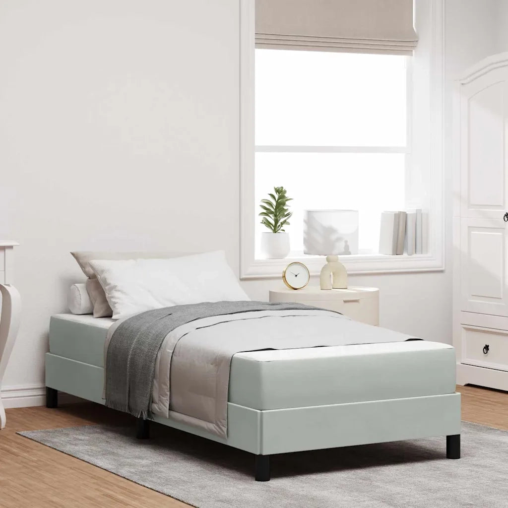 Letto a molle con materasso Grigio chiaro 90 x 190 cm Tessuto
