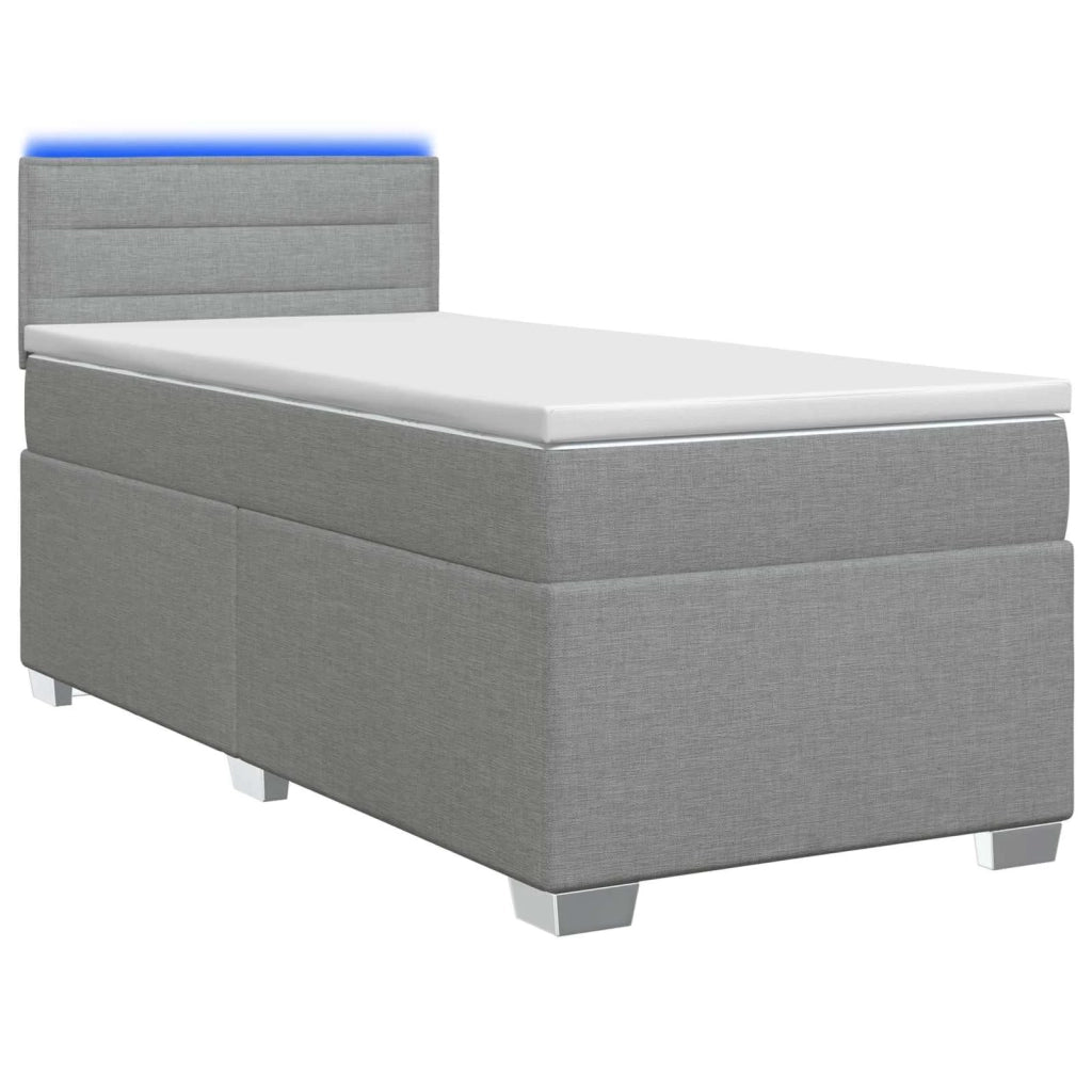 Letto con Box Spring, Materasso e LED Grigio Chiaro 80 x 200 cm 3451805