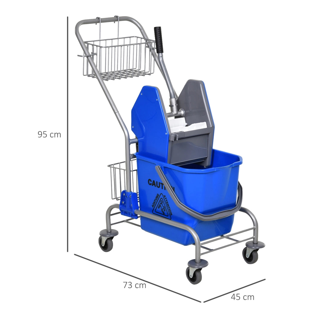 Secchio per Pulizia con Ruote ¨C Xylo ¨C Plastica con Manico Metallico Blu