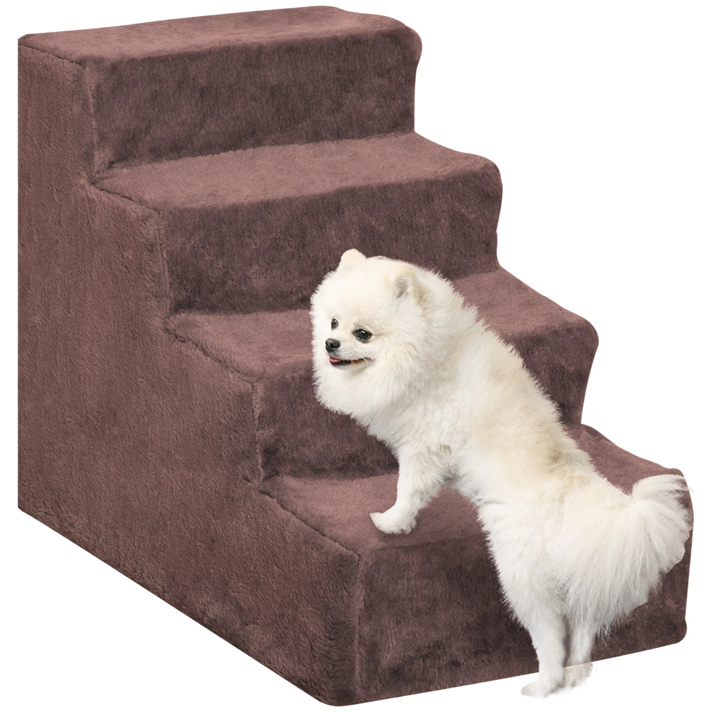 Scala per cani e gatti 4 gradini antiscivolo ¨C zephmum ¨C marrone 60x35x44 cm