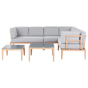 Set Divano da Esterno in Alluminio Beige a 6 posti Patio Moderno