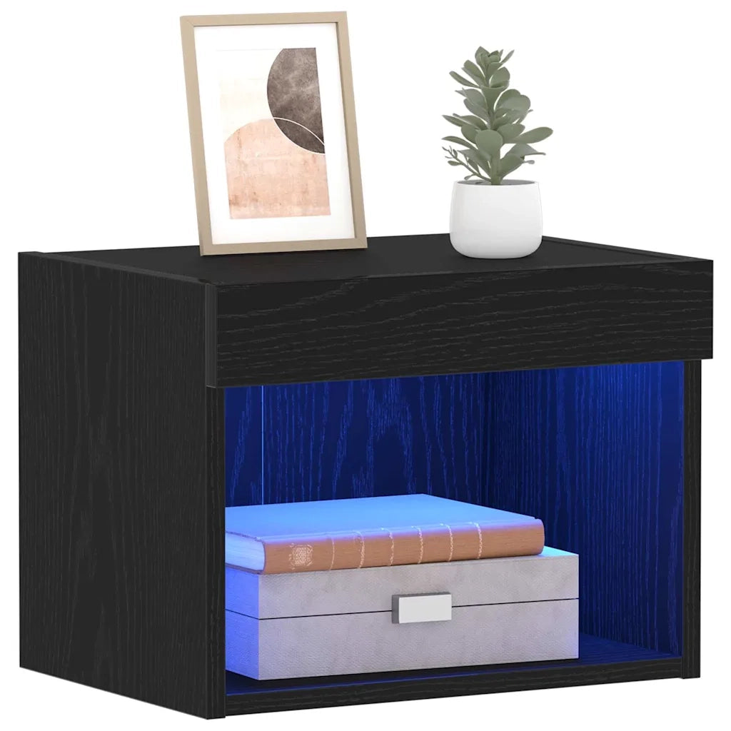 Set mobile TV con led 2 pcs Rovere Nero 40 x 30 x 30 cm 863103