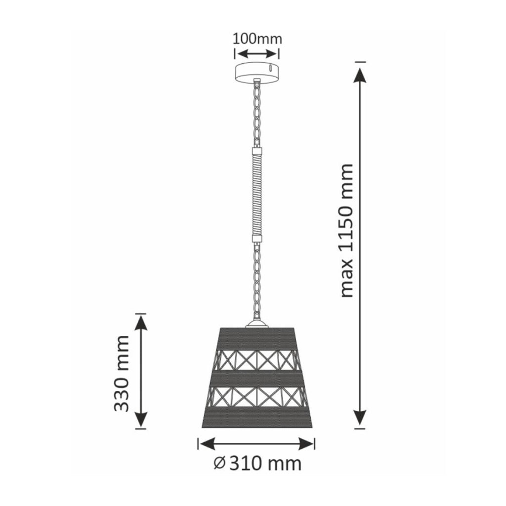 Lampada a sospensione boho ALMA E27 corda 115cm Polux