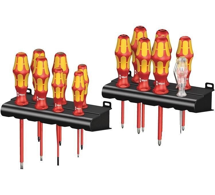 Wera 05105631001 Kraftform Big Pack 100 VDE Set cacciaviti isolati 14 pezzi con impugnatura ergonomica Kraftform Plus e punta Lasertip colore Nero