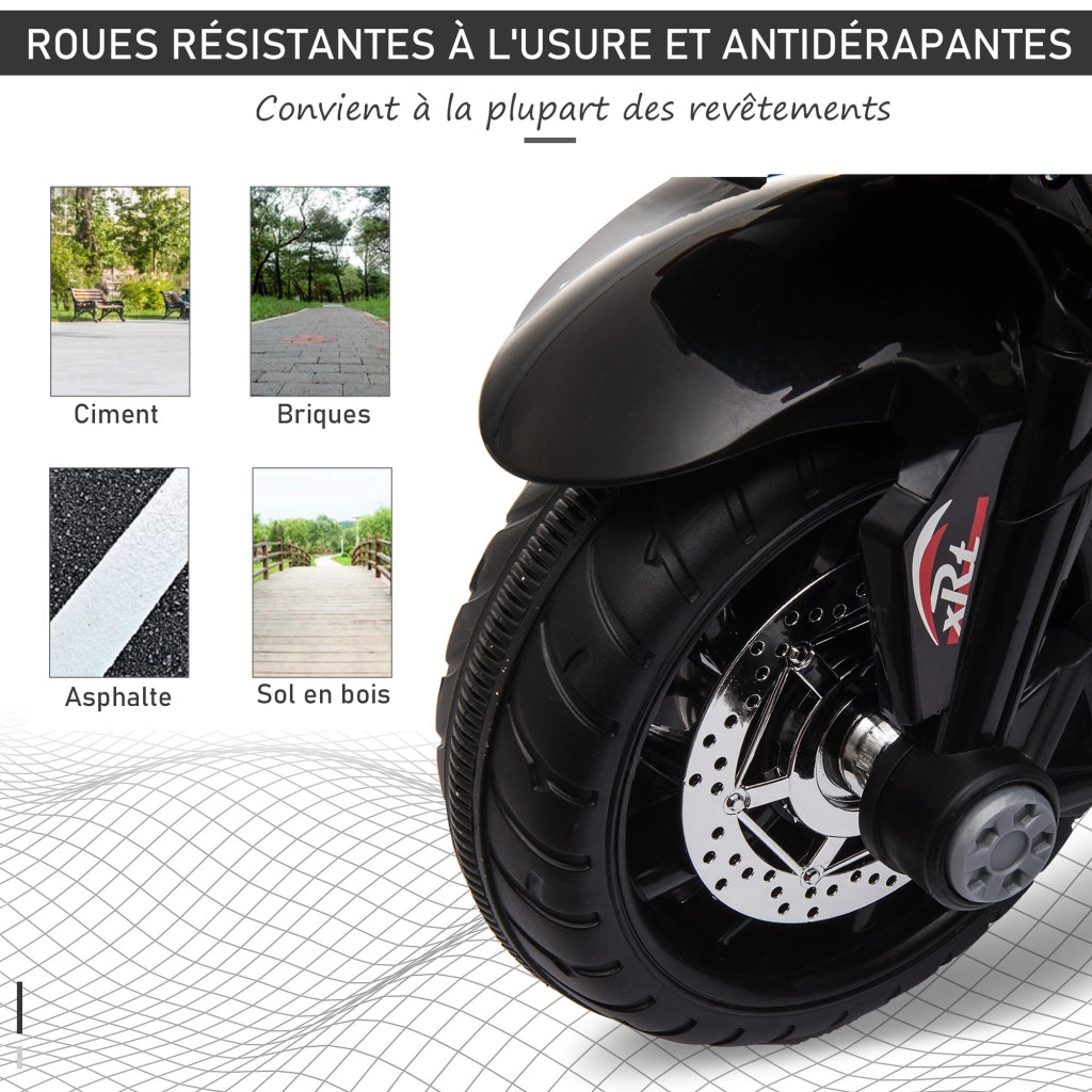 Moto elettrica bambini 3 ruote 6V ¨C zephmum ¨C nero e bianco