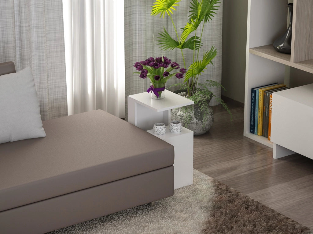 Tavolino in legno "Sister" - 35 x 29 x 60 cm - Bianco