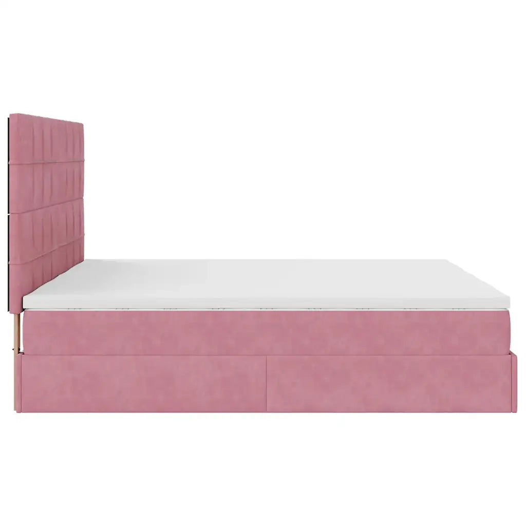 Struttura Letto Pouf con Materassi Rosa 180x200 cm Velluto 3314626