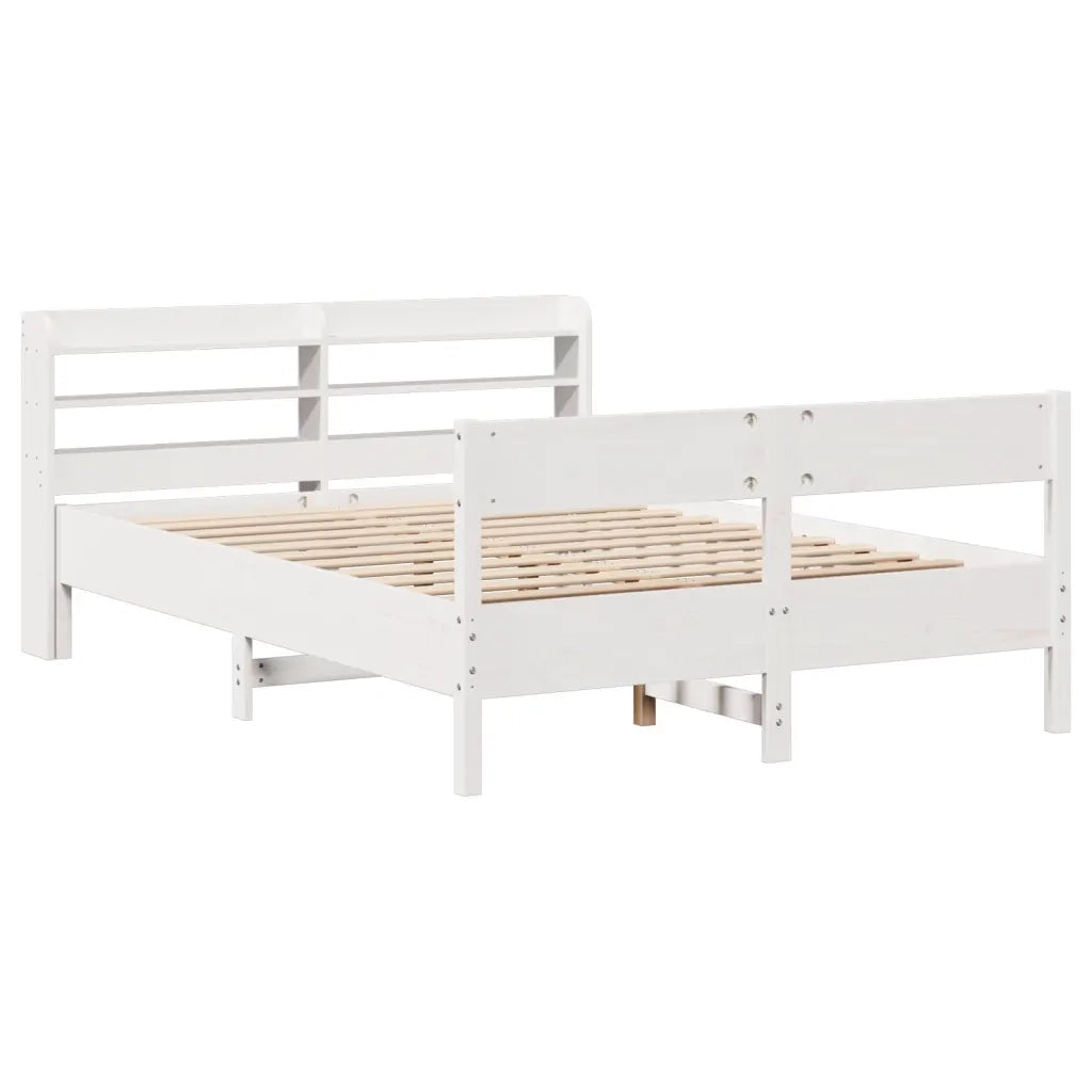Letto senza Materasso-Struttura Letto Bianco 140x190 cm Legno Massello di Pino 877235