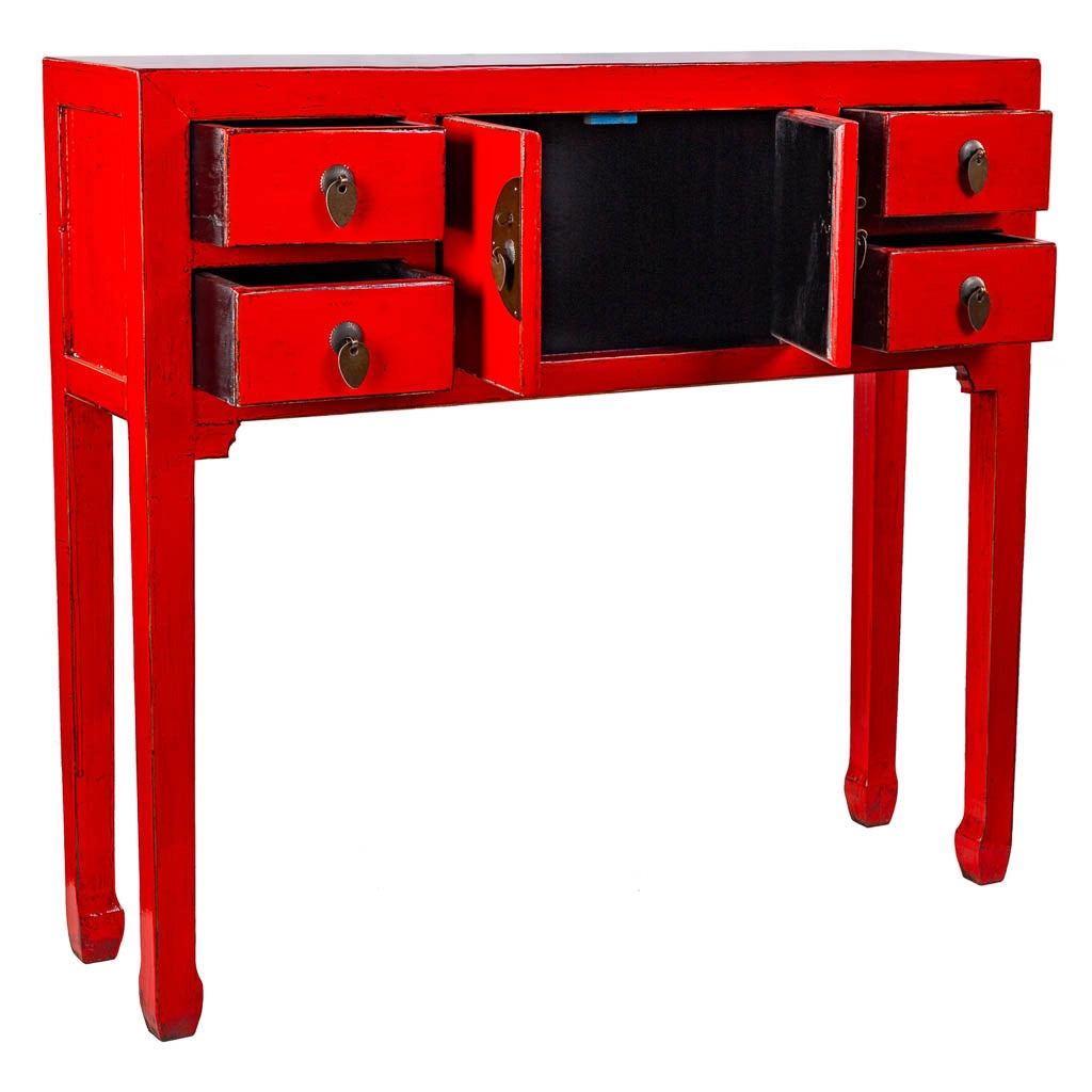Mobile da ingresso in legno rosso 93x25x84cm