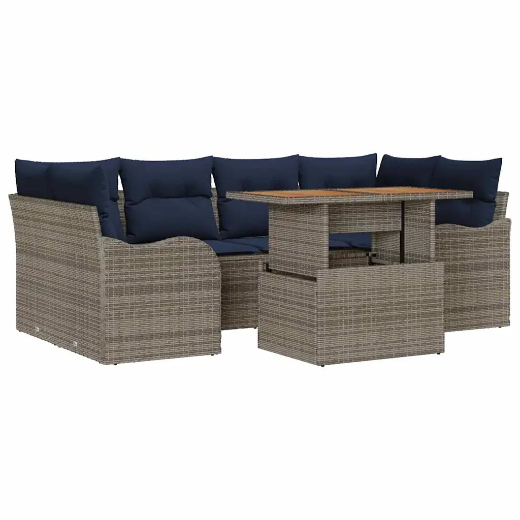 Set Divano da Giardino 7 pz grigio e blu navy 3349415
