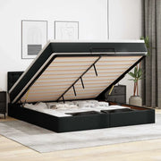 Pouf Letto con Materassi e LED Nero 160x200cm Similpelle 3312162