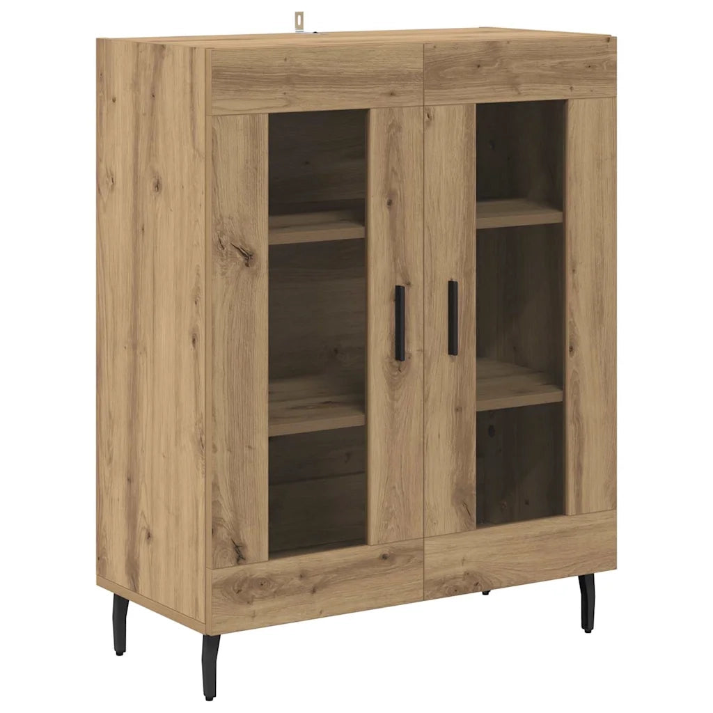 Credenza 2 pcs Legno vecchio Legno Stratificato e Vetro 3403184