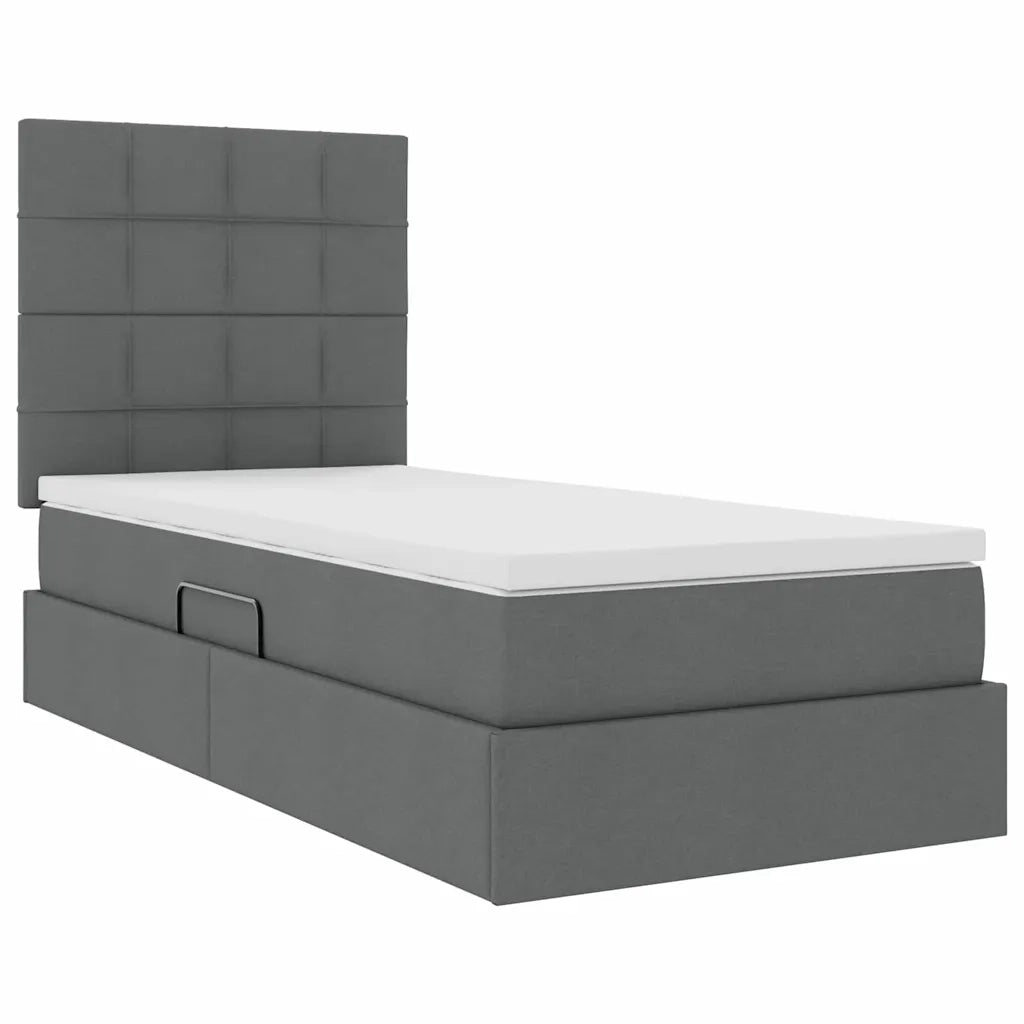 Letto con contenitore e LED con led Grigio scuro 100 x 200 cm