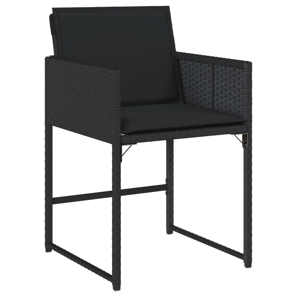 Set da Pranzo da Giardino 9 pz con Cuscini Nero in Polyrattan 3278046