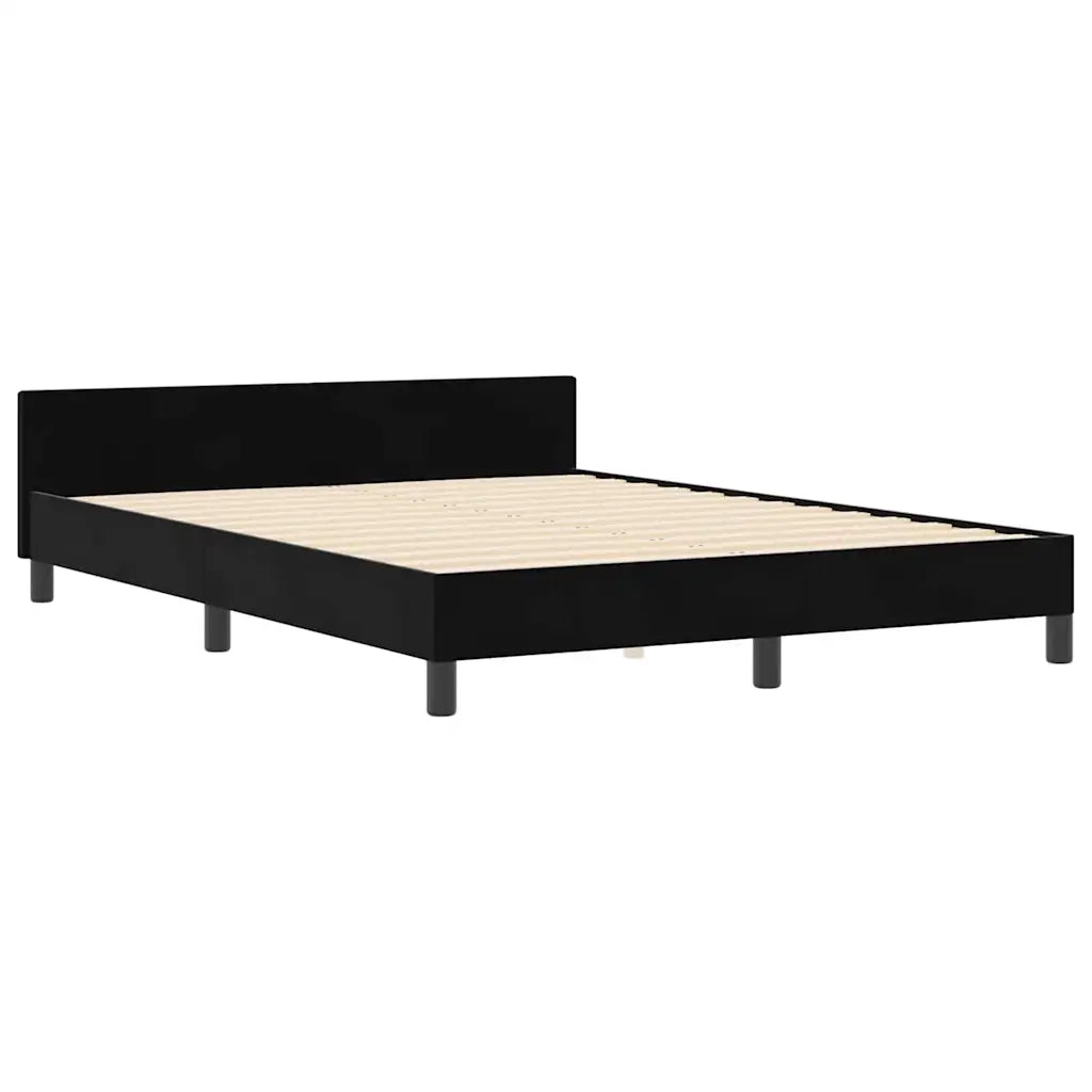 Letto a molle con testiera Nero 140 x 200 cm Velluto