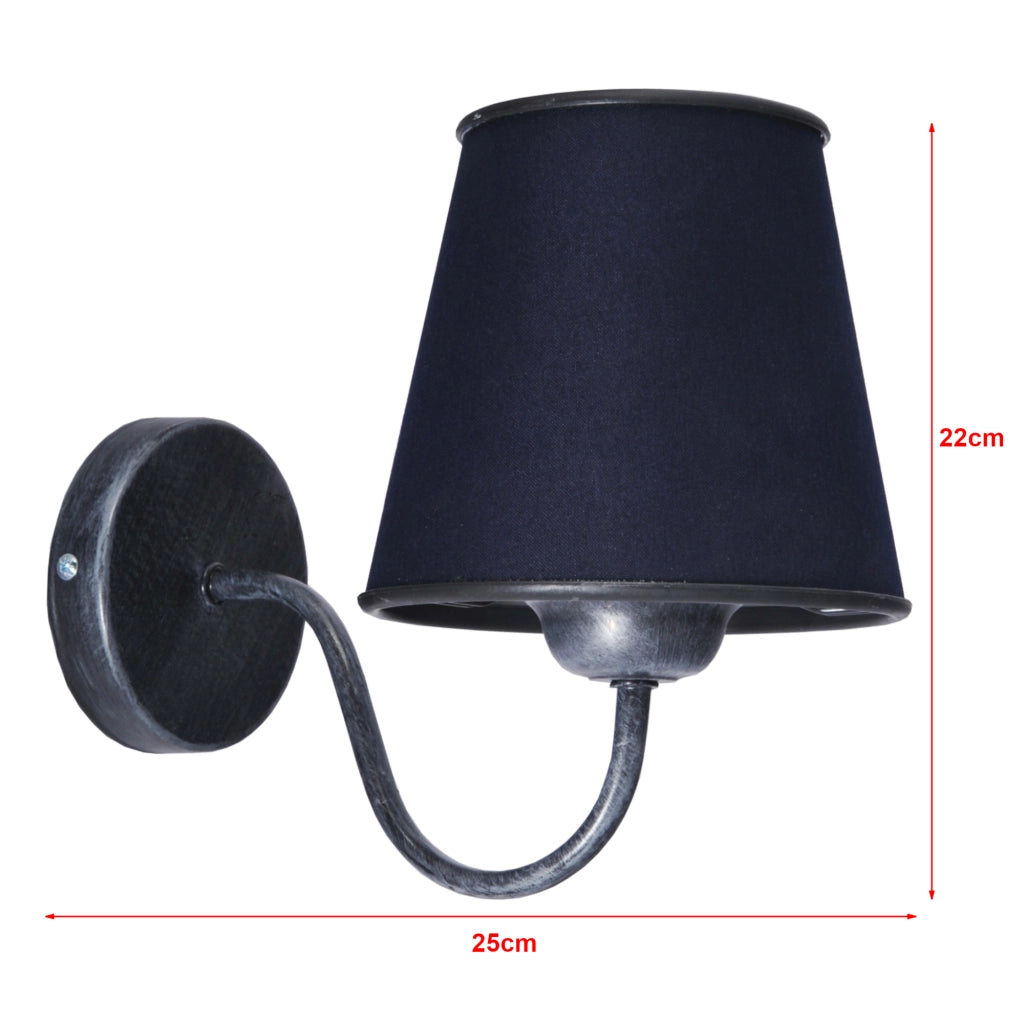 Applique 'Olney' a Braccio Curvo per Interni Lampada da Parete con Paralume Conico Blu Marino - lux.pro