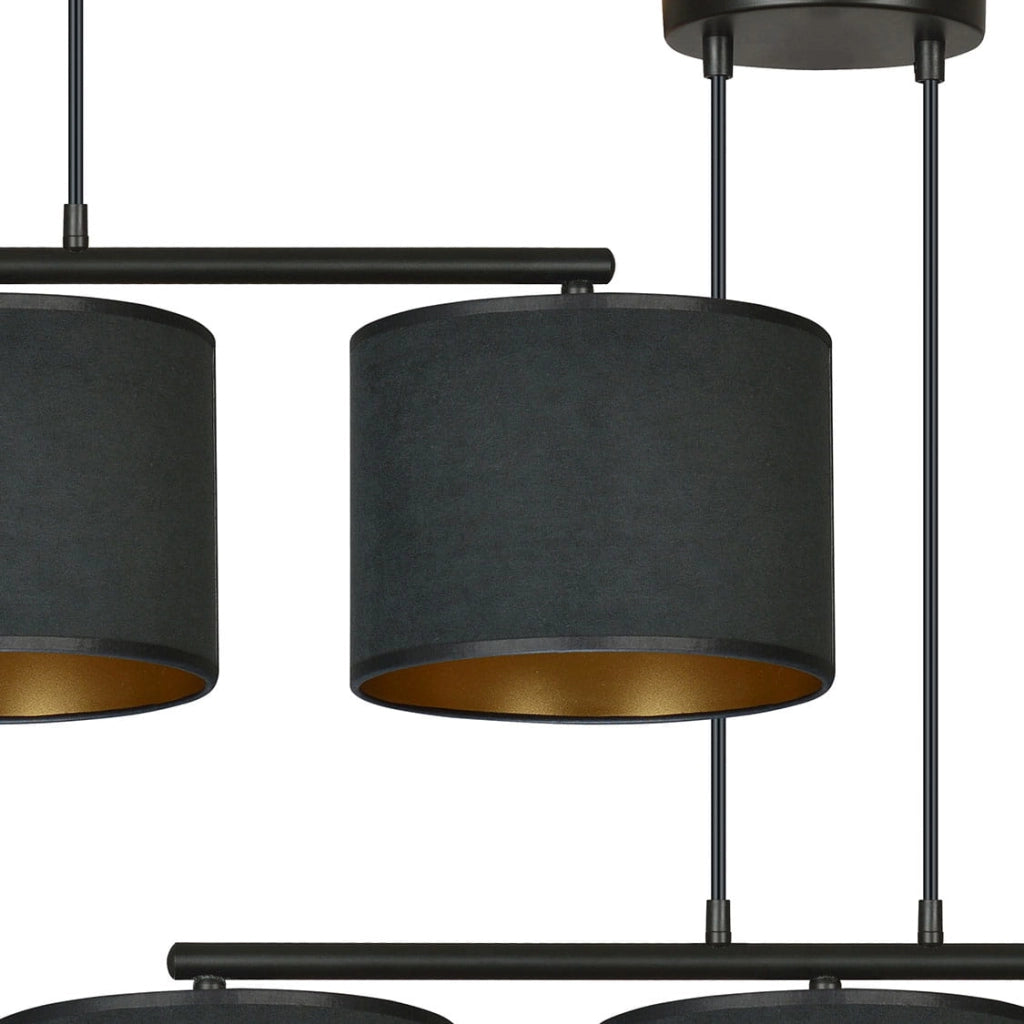 Lampadario Emibig Hilde 3 luci E27 nero oro 72cm H100cm
