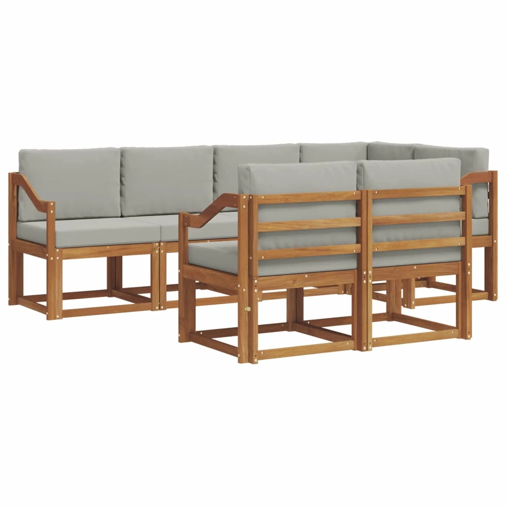 Set di divani da esterno 7 pcs Grigio Naturale e Chiaro 3366549