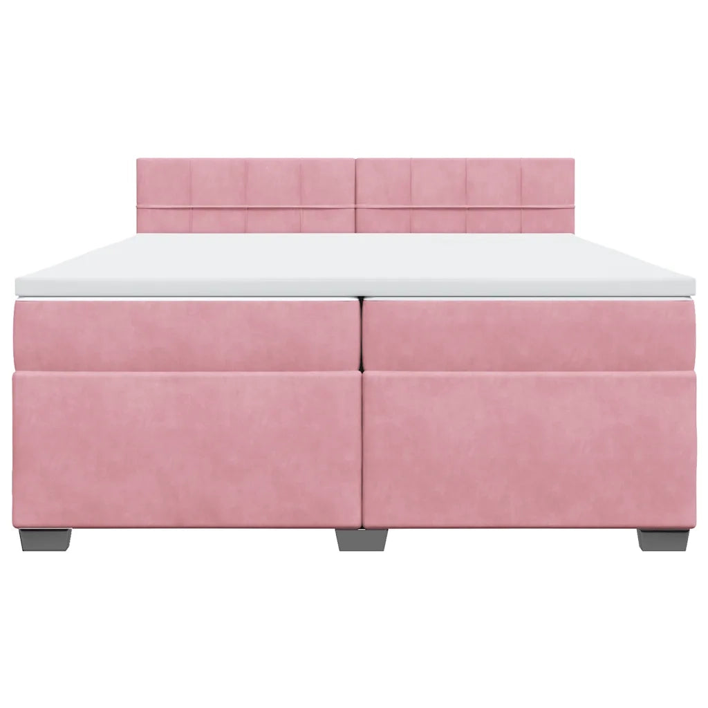 Giroletto a Molle con Materasso Rosa 200x200 cm in Velluto 3288707