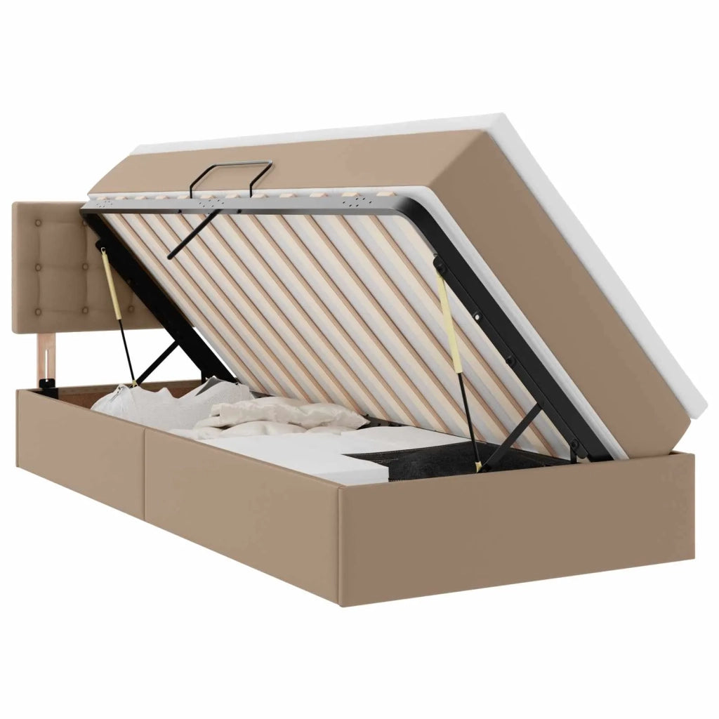 Letto con contenitore e LED con led Cappuccino 90 x 190 cm