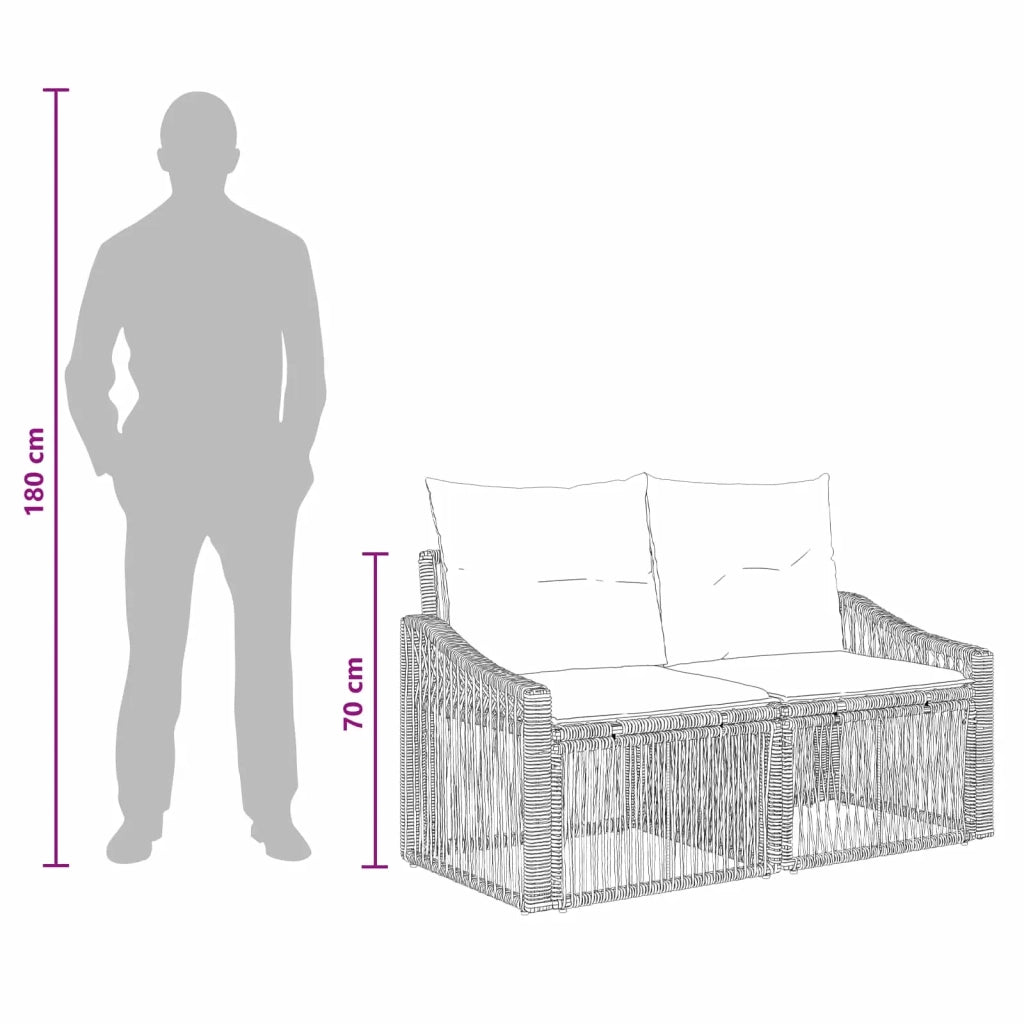 Set Divano da Giardino 8 pz Nero polyrattan 3436021
