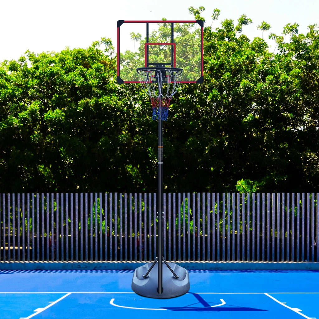 CANESTRO DA BASKET Regolabile in altezza 228,6-280,42 cm Nero/Rosso con ruote