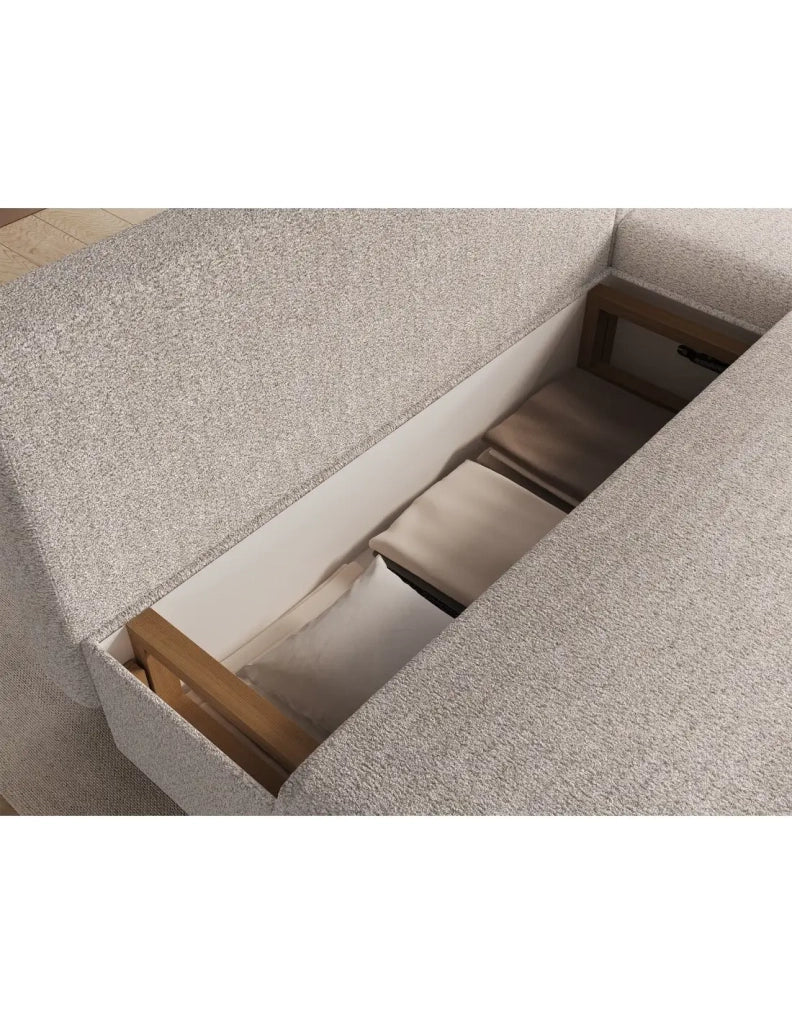 Divano angolare trasformabile Beige 3 posti 206x90x146cm GINA