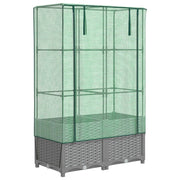 Aiuola rialzata/fioriera con copertura effetto rattan 80 x 40 x 138 cm grigio chiaro 02_0038788