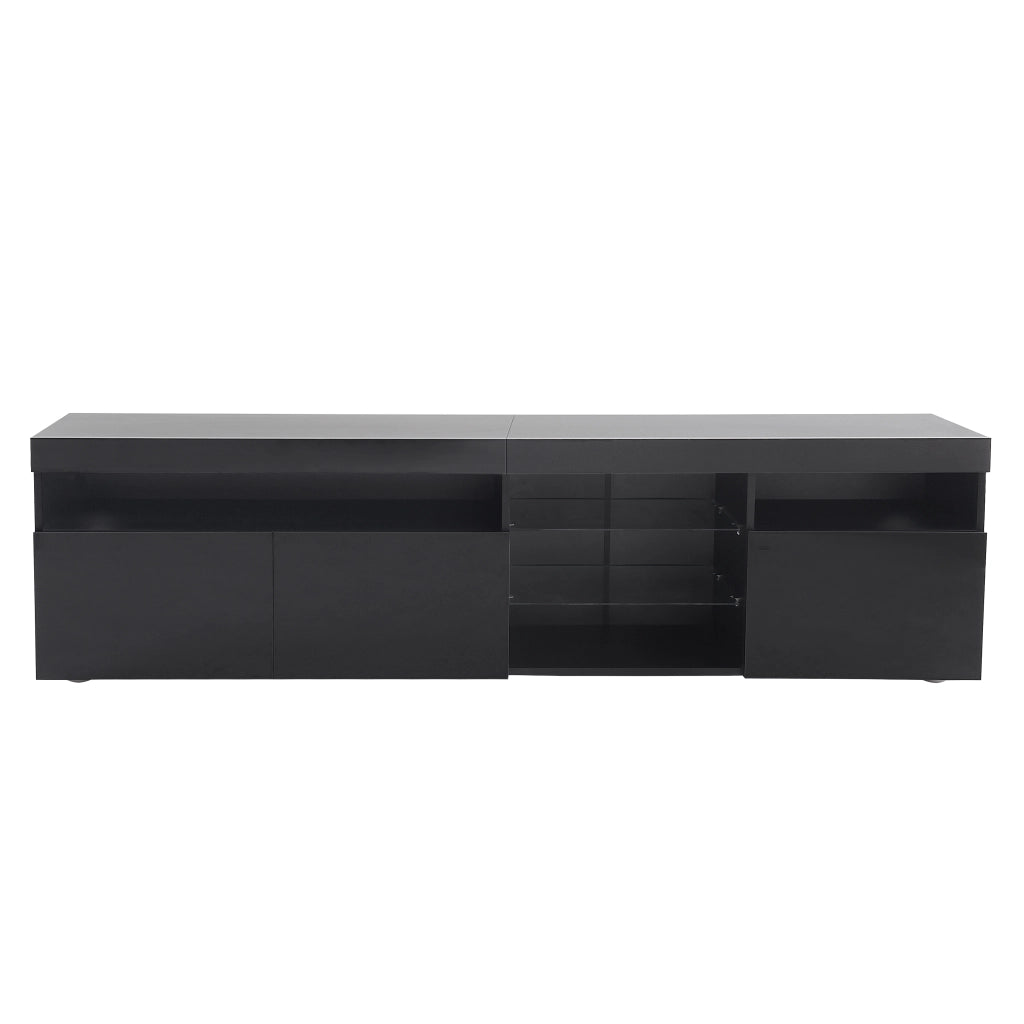 Cassettiera per TV nera lucida in MDF lunghezza 180 cm