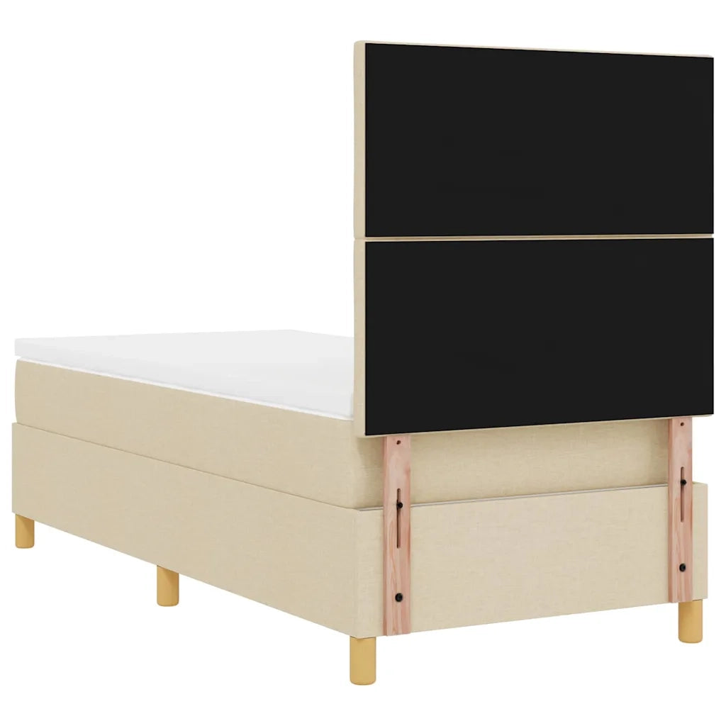 Letto a molle con materasso Crema 100 x 200 cm Tessuto 3339677