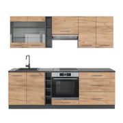 Cucina componibile Fame-Line Rovere dorato/Antracite 235 cm senza piano di lavoro Vicco