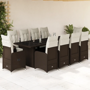 Set Bistrò da Giardino 11 pz con Cuscini in Polyrattan Marrone 3277285