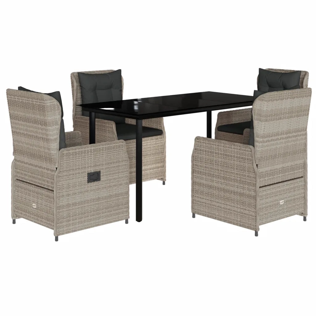 Set Pranzo da Giardino 5pz con Cuscini Grigio Chiaro Polyrattan 3262905