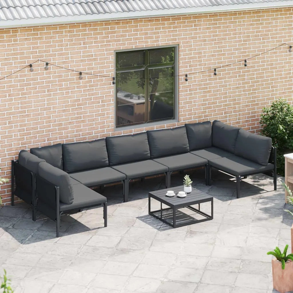 Set Divano da Giardino con cuscino 8 pcs Nero Acciaio 3378983
