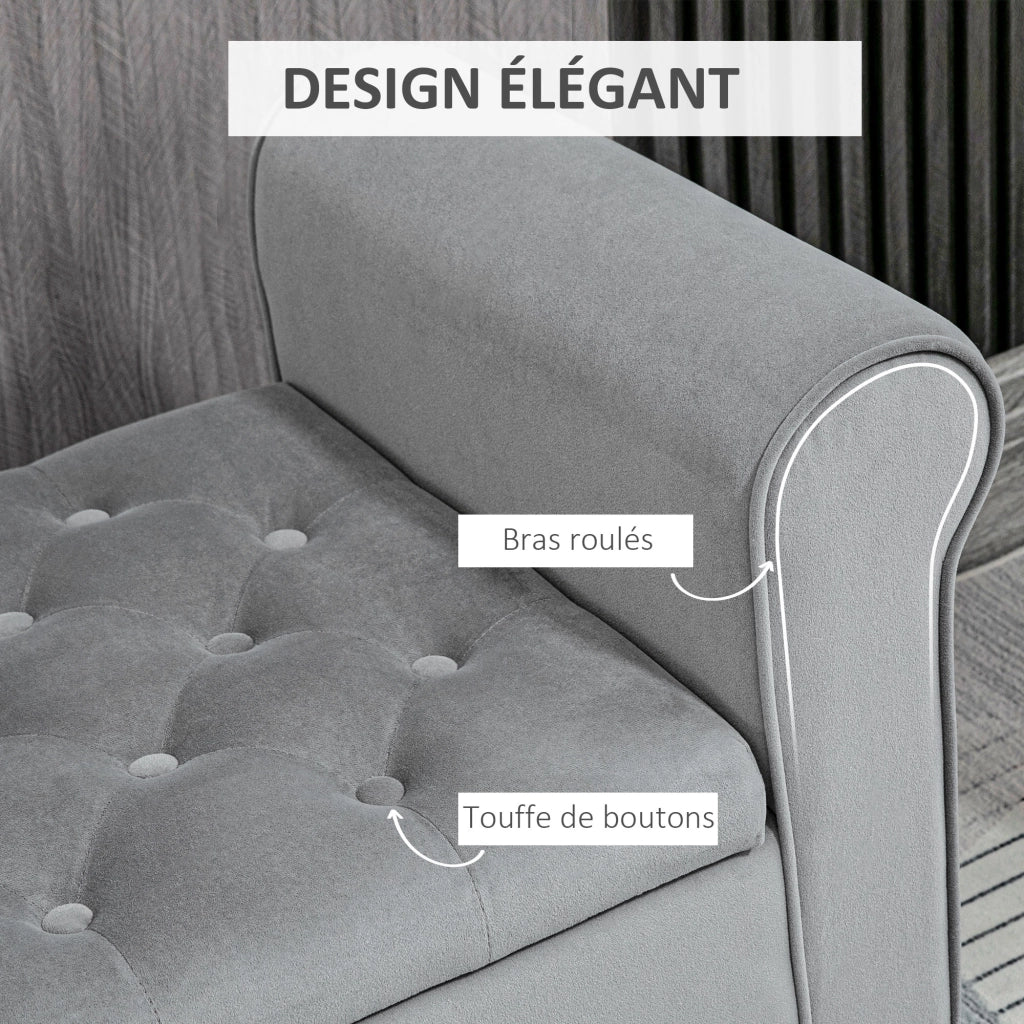 Pouf contenitore imbottito in tessuto velluto ¨C Minimal ¨C grigio 126x48.5x57 cm
