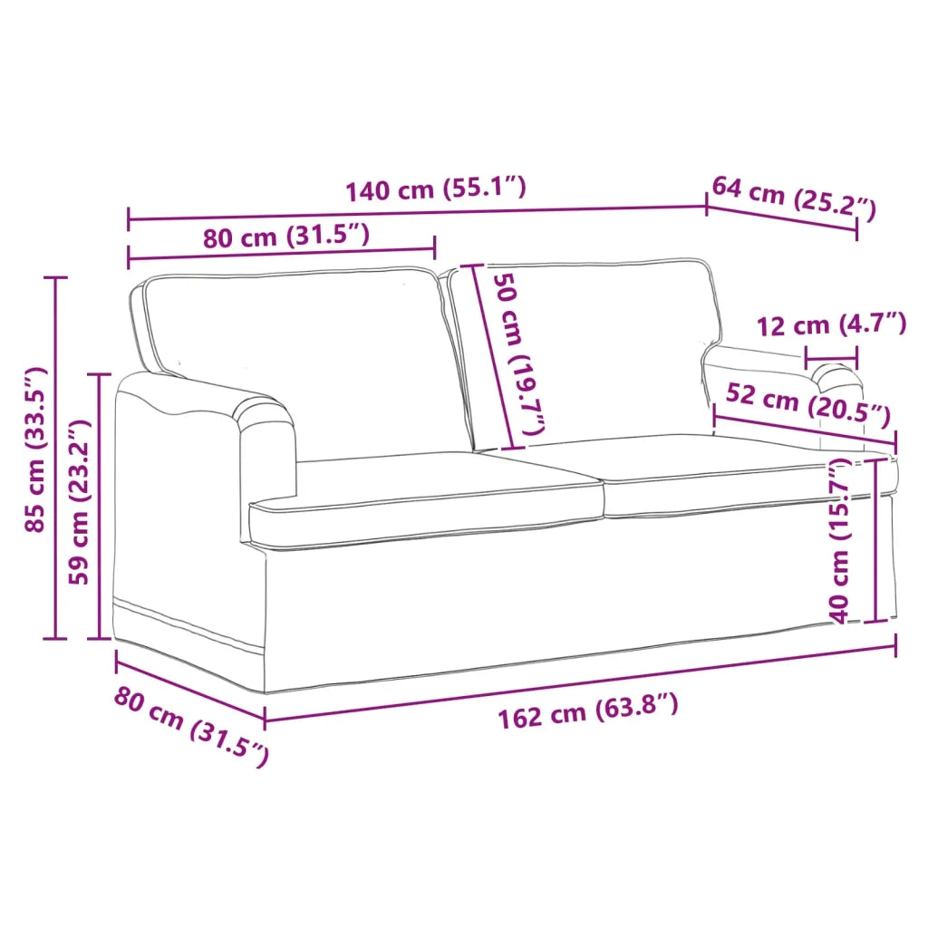 Divano | Divano da soggiorno | Sofa Nero 162 x 80 x 85 cm Tessuto