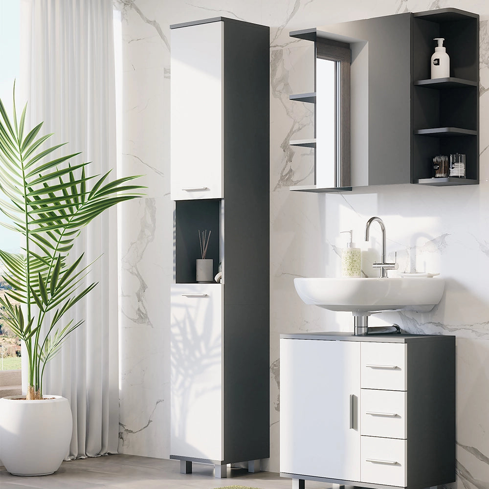 Vicco Mobile alto Antracite/bianco 30.2 x 190 cm con 2 porte