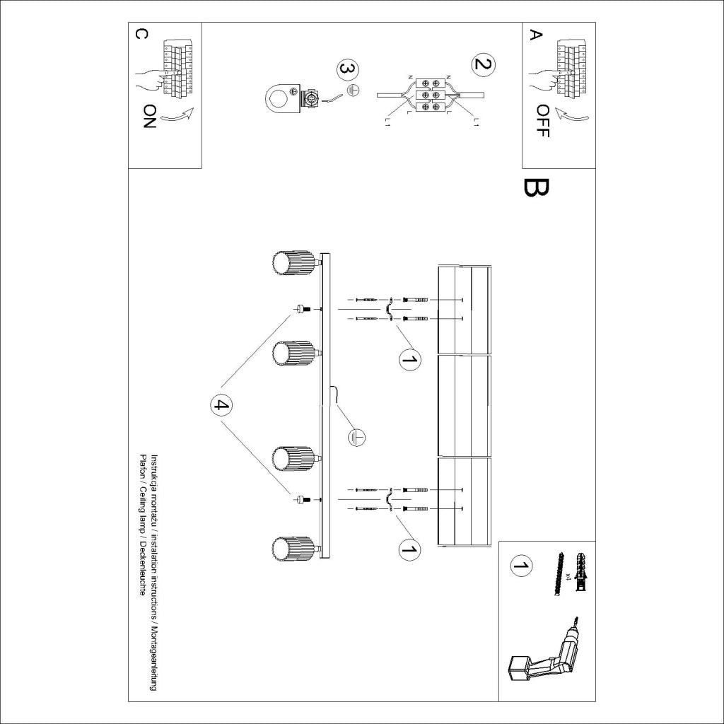Lampada da soffitto KARBON 4L taupe