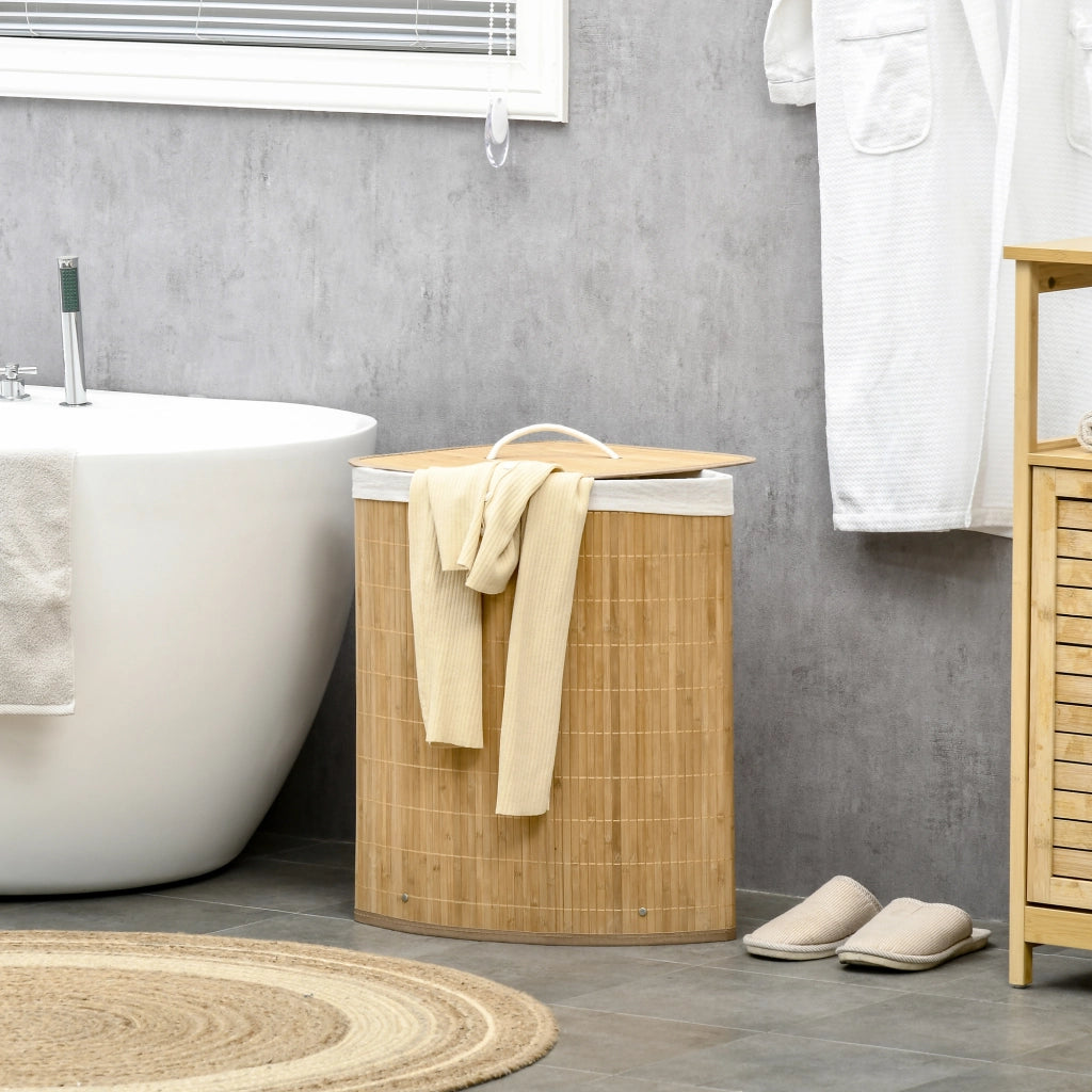 Contenitore per bucato con coperchio ¨C Minimal ¨C Bamb¨´ naturale 55L