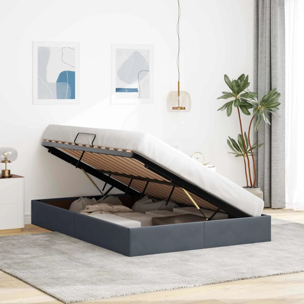 Letto ottomano Grigio Scuro 140 x 190 cm Velluto 3442881