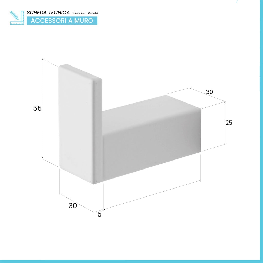 Set con appendino, porta rotolo e porta salviette a muro bianco Sky