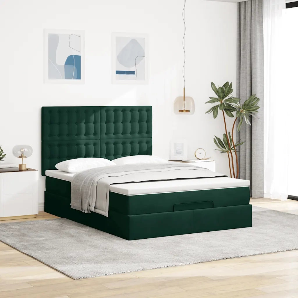 Struttura Letto Pouf con Materassi 140x190 cm in Velluto 3314465