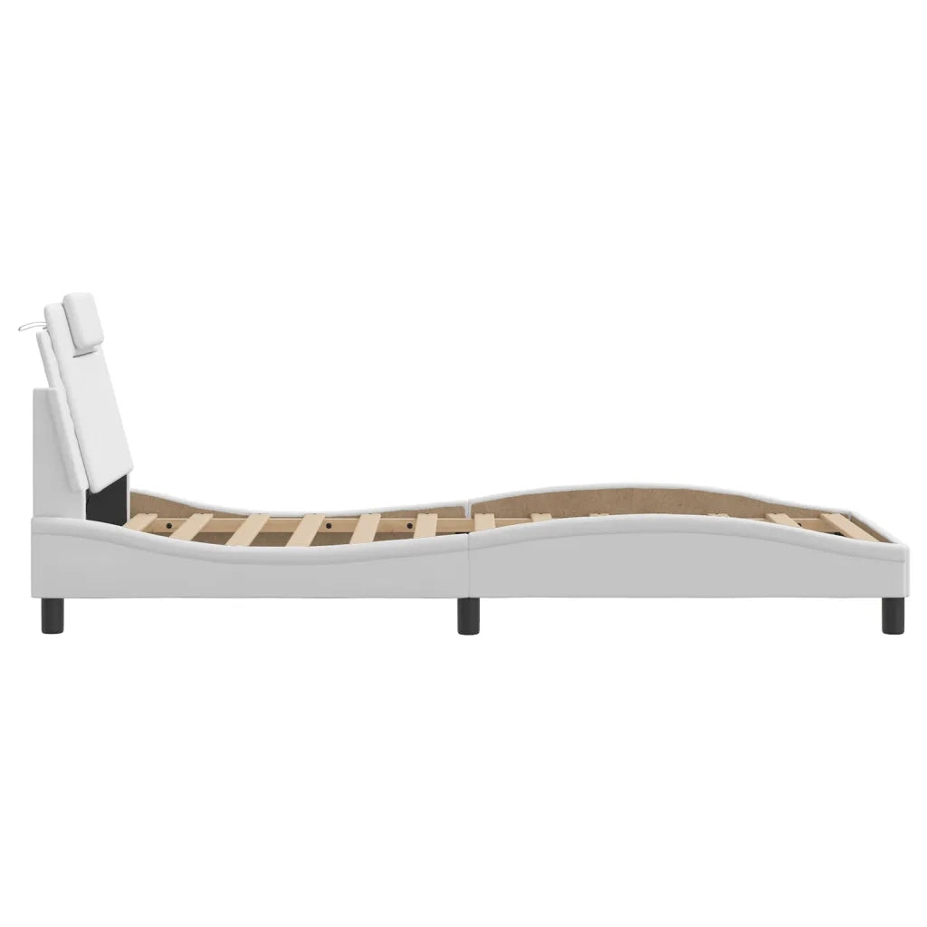 Letto singolo | Letto per adulti | Giroletto Viana con LED senza Materasso Bianco 90x190 cm