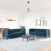 Set Divani Chesterfield 2pz con Cuscini Blu Velluto 3209299