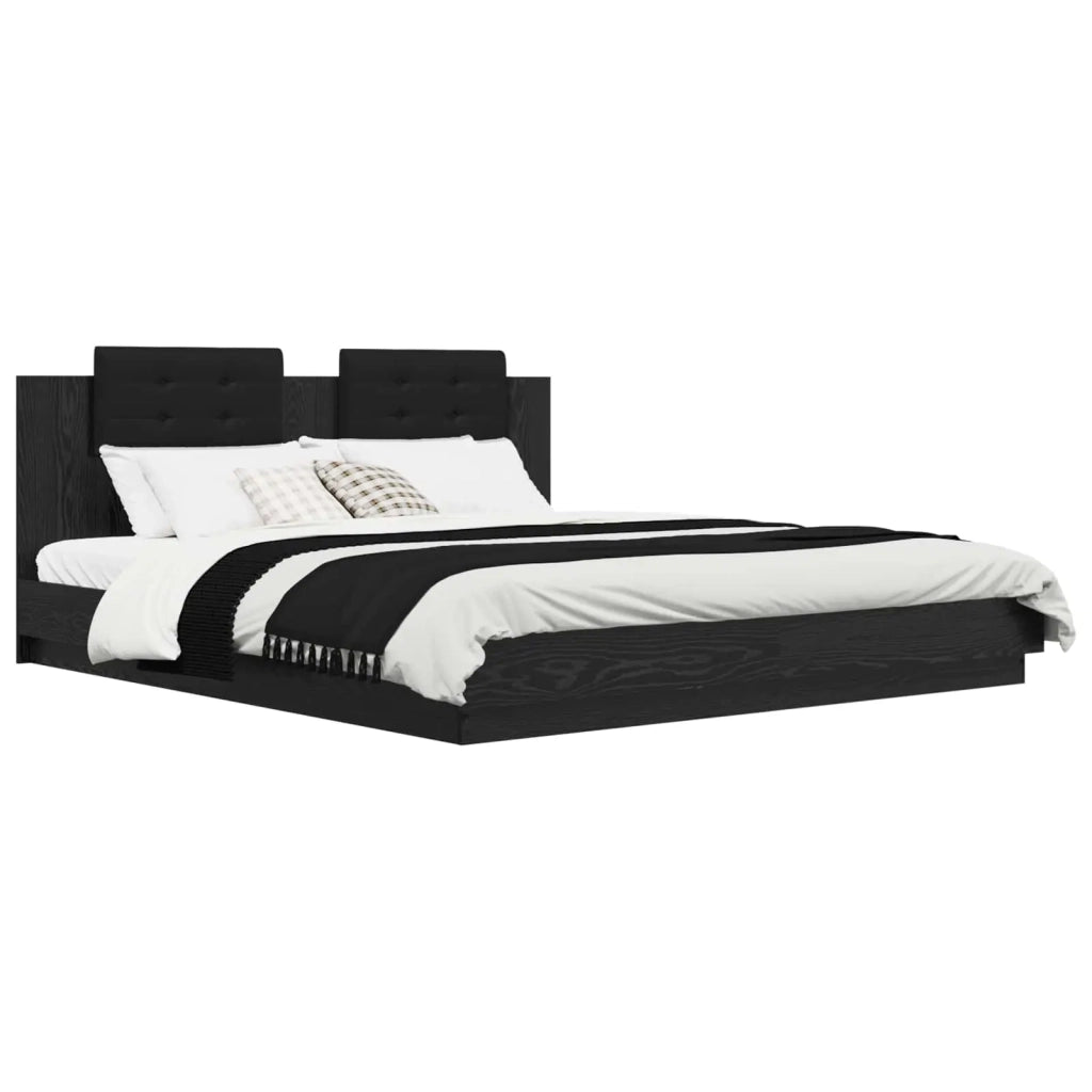 Struttura letto con testata Rovere Nero 200 x 200 cm 3416333