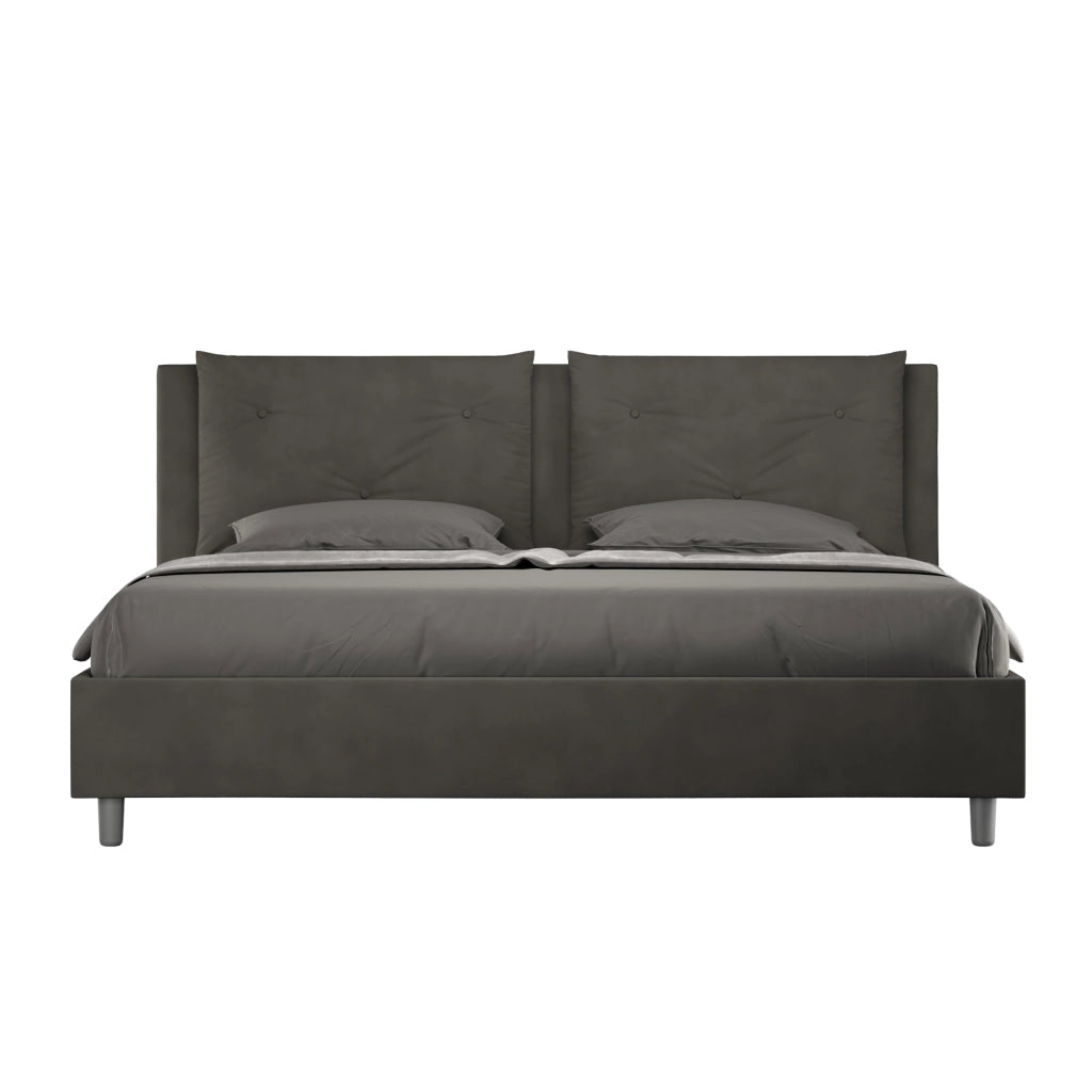 BS COM Letto matrimoniale king size senza rete imbottito 190x200 microfibra grigio