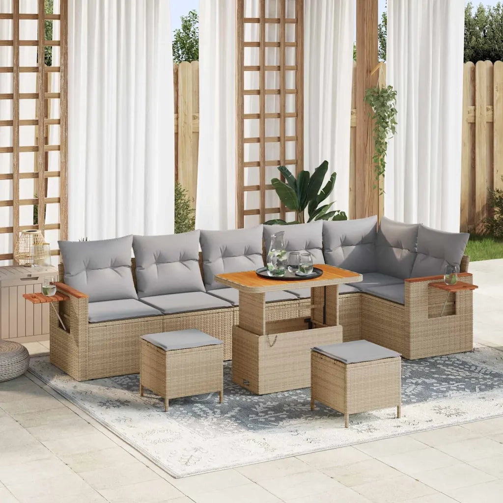 Set Divano da Giardino 11 pcs Beige e Grigio Chiaro polyrattan 3365147
