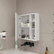 ARMADIO SPECCHIO DA PARETE 63,5x60x13 cm Bianco MDF e vetro di sicurezza