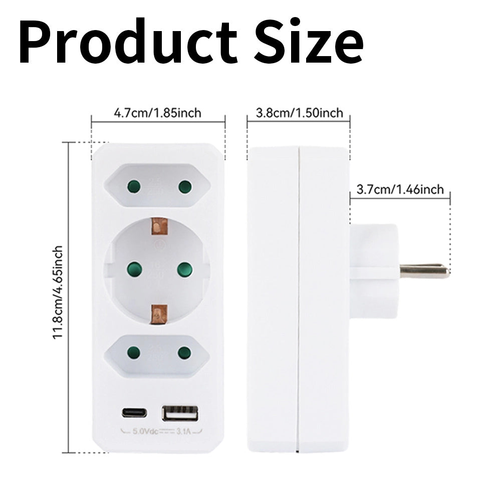Presa Elettrica 5-in-1 con 3 Prese e USB ¨C Xylo ¨C Bianco